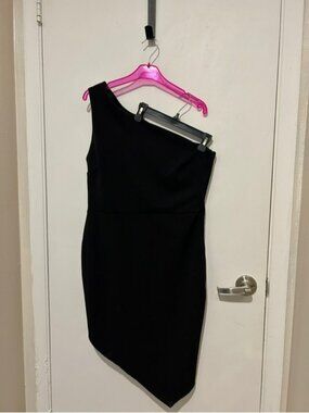 Black one shoulder mini dress